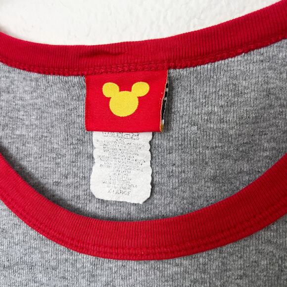 [Vintage] Y2K Disney Mickey Mouse Ringer Tee Short Sleeve Crop Crew Neck Sz XL - Picture 10 of 10